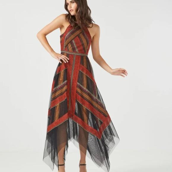 Bcbgmaxazria Lilit Embroidered Handkerchief Dress - 4 - Picture 1 of 8